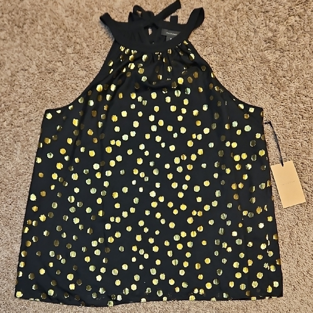 Halogen Halter Top In Gold Dot Print